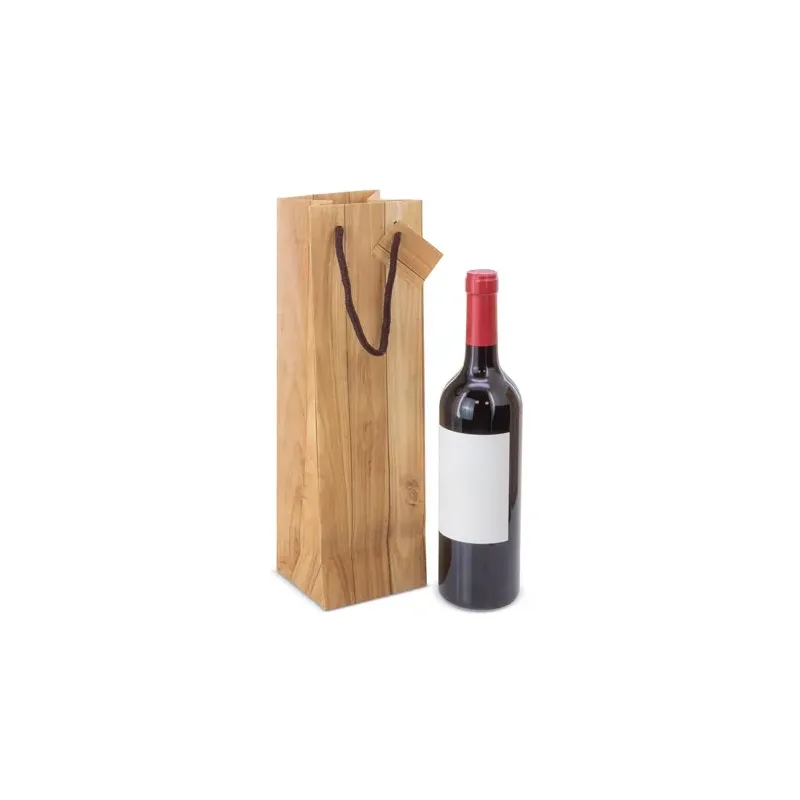 BOLSA PAPEL EFECTO MADERA 1 BOTELLA "ABETO"