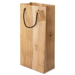 BOLSA PAPEL EFECTO MADERA 2 BOTELLAS "ABETO"