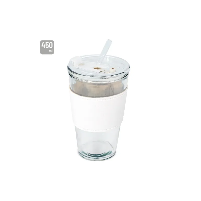 VASO 450 ML CON PAJITA DE CRISTAL "DELICATESSEN"