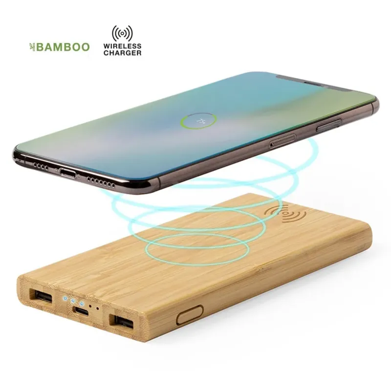 POWER BANK INALAMBRICA BAMBU