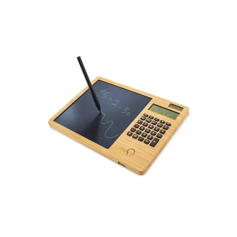 CALCULADORA DE BAMBU CON PIZARRA