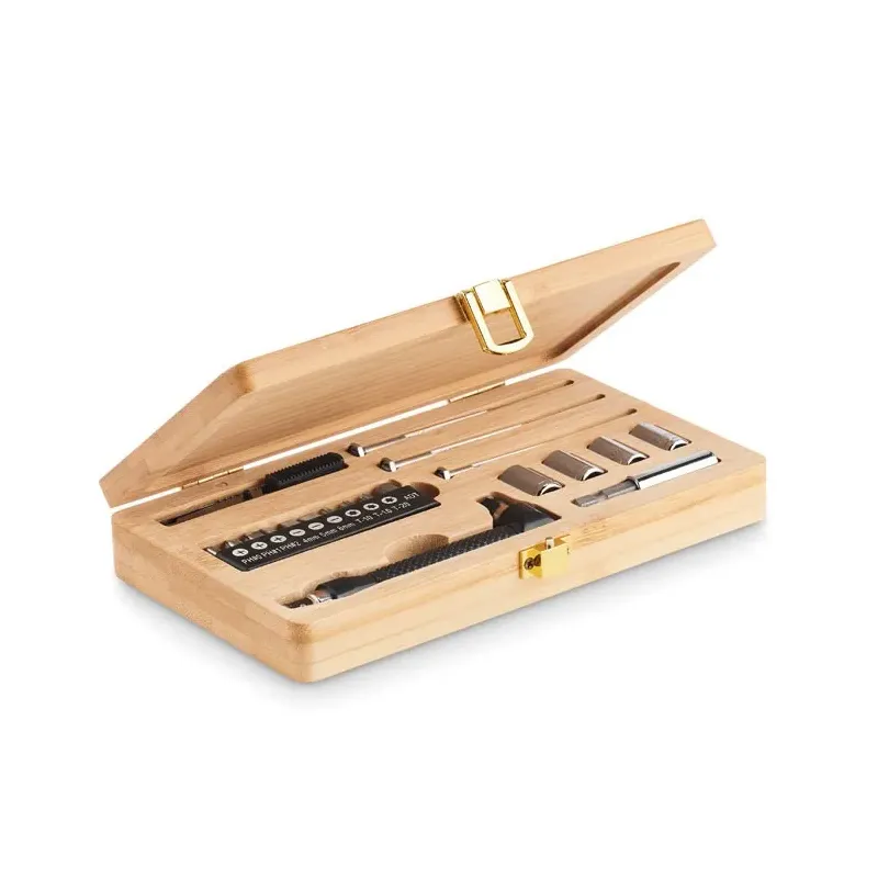 SET DE HERRAMIENTAS EN CAJA BAMBU