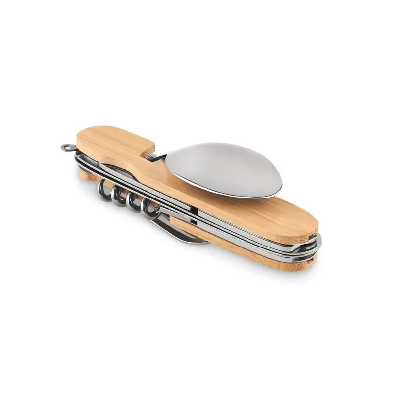 SET DE CUBIERTOS CAMPING MADERA / METAL