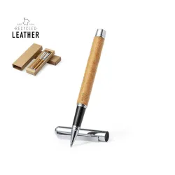 SET BOLIGRAFO Y ROLLER CUERO RECICLADO