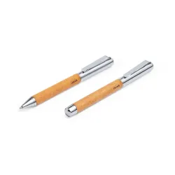 SET BOLIGRAFO Y ROLLER CUERO RECICLADO