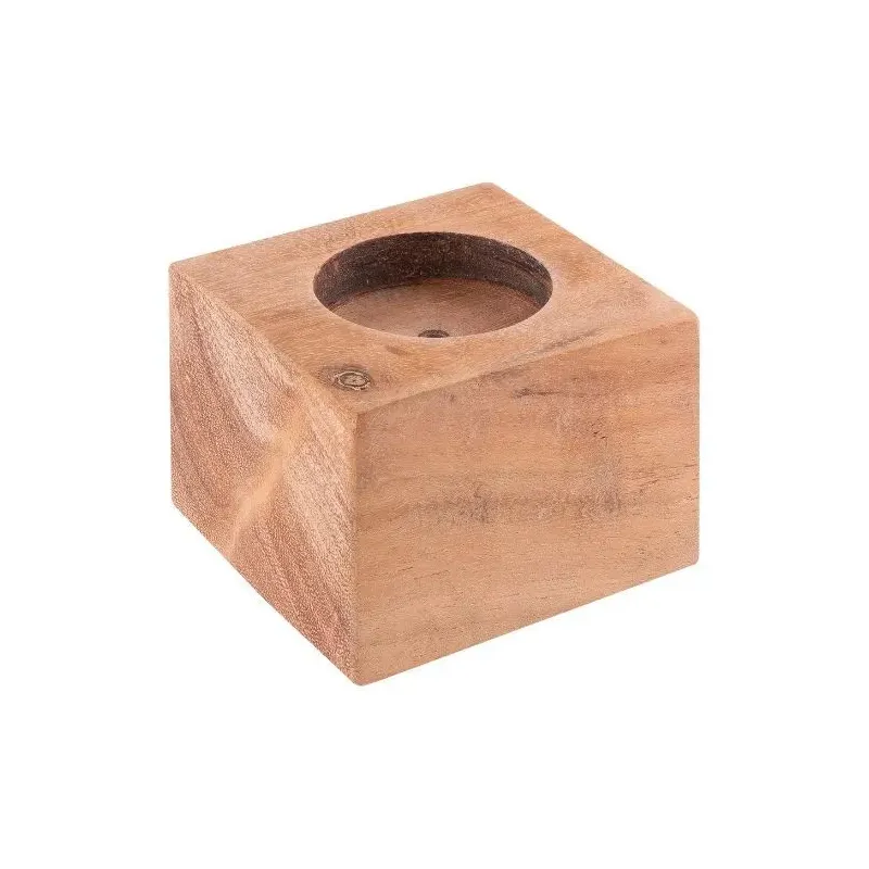 PORTAVELAS MADERA DE ACACIA  + VELA