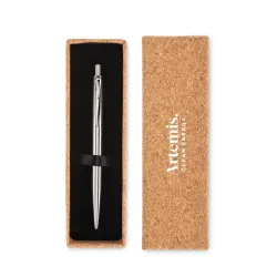 BOLIGRAFO  ACERO ESTUCHE CORCHO